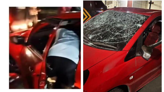 KECELAKAAN DI BEKASI  - Peristiwa kecelakaan di Kota Bekasi, mobil Honda Brio bernomor polisi B 2014 TIC diamuk massa setelah diduga terlibat tabrak lari, Minggu (31/5/2026) malam.