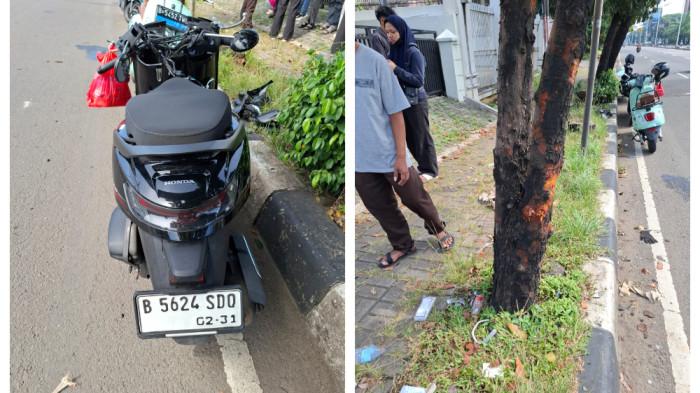 KECELAKAAN DI PONDOK INDAH - Insiden kecelakaan hari ini di Jakarta Selatan, motor ringsek dan satu orang terluka pada Senin (23/3/2026).