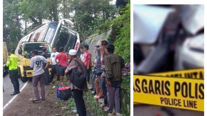 KECELAKAAN HARI INI - Sebuah bus jurusan Cianjur-Jakarta terguling di Jalur Puncak Cianjur, Jawa Barat, Kamis (21/5/2026). Sejumlah penumpang dilarikan ke puskesmas terdekat akibat luka yang dialaminya. Simak penjelasan polisi dan saksi mata.