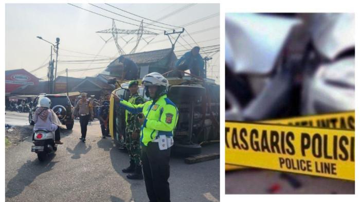 KECELAKAAN HARI INI - Sebuah truk boks mengalami kecelakaan lalu lintas di perempatan Bojong, Kecamatan Sumedang Utara, Kabupaten Sumedang, Rabu (18/3/2026) pagi. Dua orang tewas.