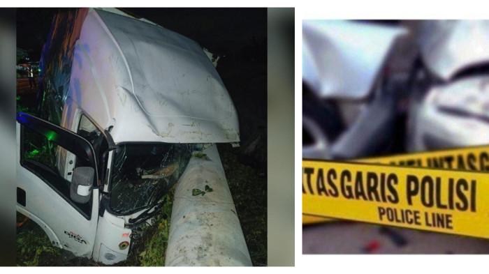 KECELAKAAN HARI INI - Truk wing box bernomor polisi B-9633-UEX yang dikemudikan Deni Hamdani (49), warga Kecamatan Cikalong, Kabupaten Bandung Barat yang nahas mengalami kecelakaan tunggal di jalur nasional Gresik–Lamongan, Jawa Timur, Selasa (14/4/2026). Terkuak kondisi sopir.