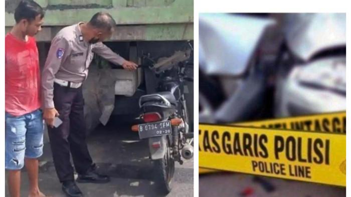 KECELAKAAN LALU LINTAS- Motor tabrak truk parkir akibat pecah ban di Flyover Ciputat, Tangerang Selatan, Selasa (17/2/2026).
