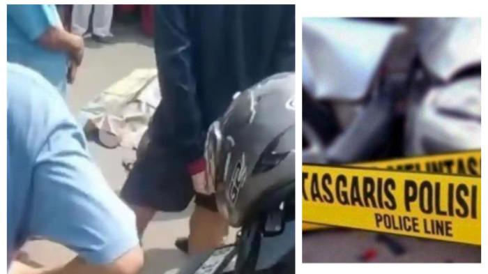 KECELAKAAN MAUT - Tangkapan layar video viral yang merekam korban kecelakaan di Jalan Supriyadi, tepat depan Terminal Kampung Rambutan, Ciracas, Jakarta Timur. Dalam kecelakaan yang melibatkan bus dan sepeda motor itu, dua pengendara tewas di lokasi kejadian, Senin (13/4/2026).