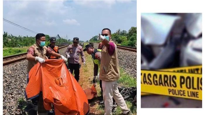 KECELAKAAN PEMOTOR - Polisi mengevakuasi pemotor yang tewas setelah tertabrak kereta api di palang pintu Kasepuhan wilayah Denasri Kulon, Kecamatan/Kabupaten Batang, Jawa Tengah, Kamis (2/4/2026) pagi. Pemotor tersebut tertemper kereta api setelah diduga menerobong palang pintu yang telah turun saat kereta akan melintas.