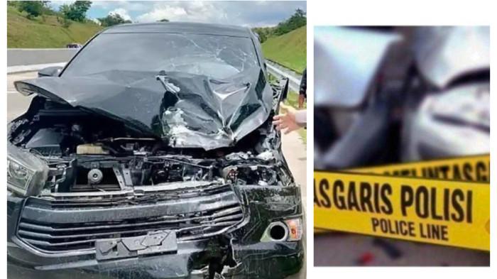 KECELAKAAN TOL MADIUN - Mobil yang mengalami kecelakaan di Tol Kertosono-Caruban KM 622B, masuk Kecamatan Saradan, Kabupaten Madiun, Jawa Timur, Kamis (12/3/2026).