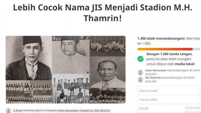 JJ Rizal Minta Anies Ubah Nama JIS jadi Stadion MH Thamrin, 1.300 Orang Mulai Dukung Lewat Petisi