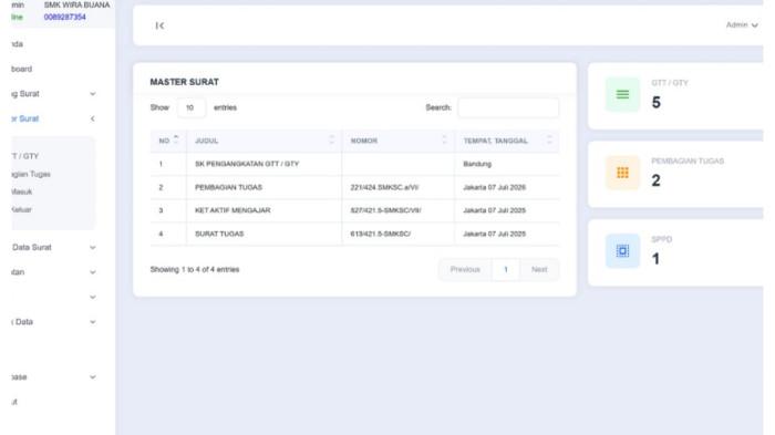 TAMPILAN USER INTERFACE - Tampilan User Interface Administrasi dan Pelaporan pada website sekolah oleh Irsad Fauzan, Indra Bagoes Mu'afa dan Muhamad Ridwan Nurrulloh, mahasiswa Universitas Pamulang