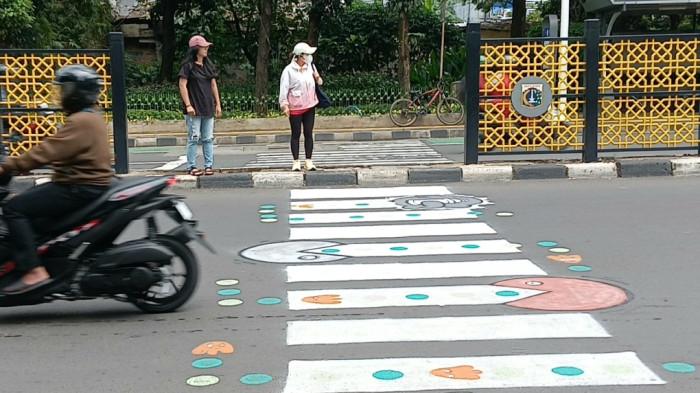 ZEBRA CROSS VIRAL - Zebra cross di Jalan Prof. DR. Soepomo, Tebet yang sempat viral karena kondisinya tidak utuh, Jakarta Selatan, Jumat (27/3/2026). TRIBUNJAKARTA.COM/BIMA PUTRA