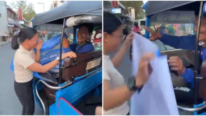 Suasana jalan yang ramai mendadak berubah menjadi penuh haru ketika seorang gadis menghampiri sebuah bajaj yang sedang membawa penumpang.