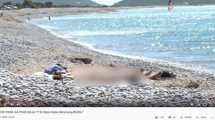 Baim Wong heran karena melihat seorang wanita yang asik berjemur tanpa pakaian alias bugil.