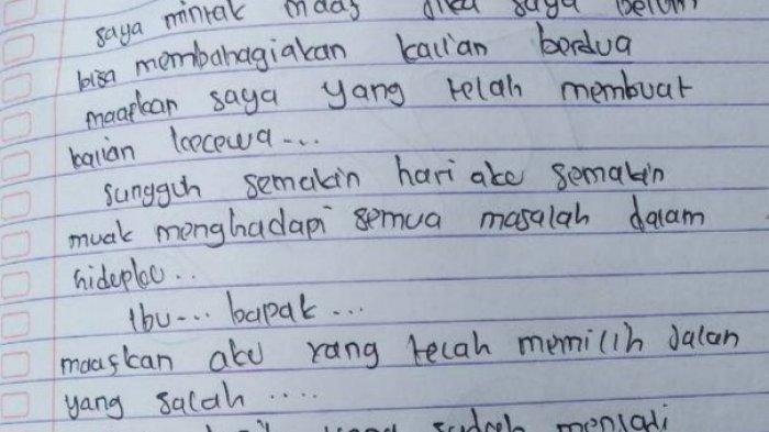 Isi Surat Ke Mama Papa Bikin Sedih, Gadis Toraja Ini Akui Salah Mengakhiri Hidup demi Mantan Pacar
