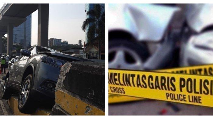 Kecelakaan Hari Ini di Jalan Gatot Subroto, Mobil Tabrak Pembatas Jalan