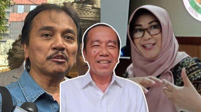 Foto Pakar Telematika Roy Suryo dan Dokter Tifauzia Tyassuma alias dokter Tifa serta Joko Widodo (Jokowi).