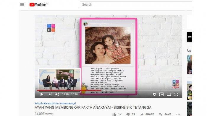 Insta Story Vanessa Angel.
