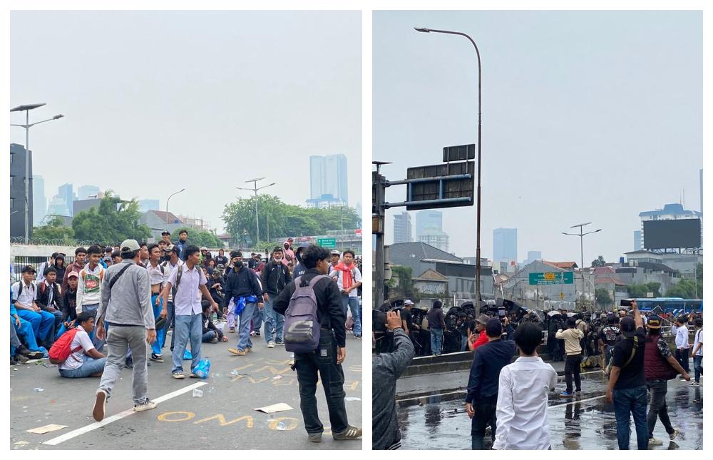 Darah Mengucur dari Kepala Dua Pendemo yang Tergeletak di Dekat Barikade Polisi