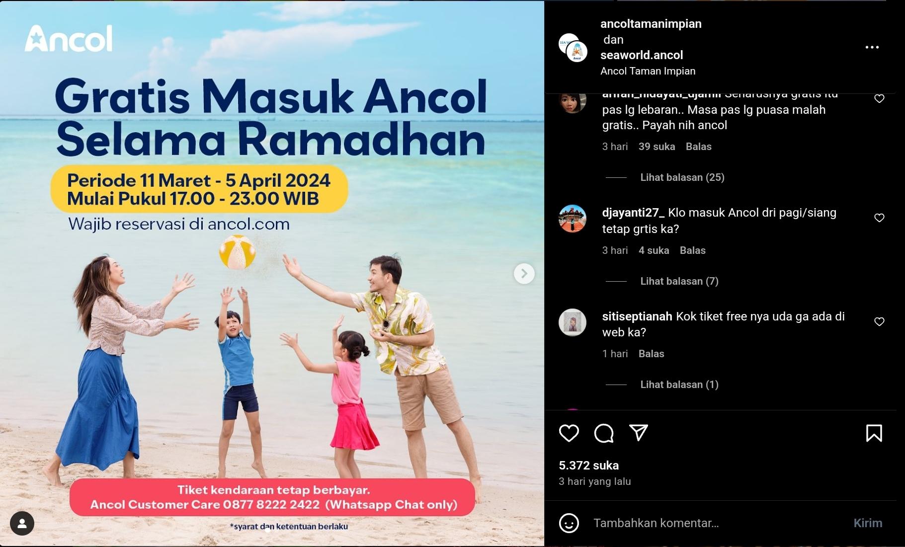 Ketentuan Masuk Ancol Gratis Selama Ramadan 2024, Bisa Ngabuburit Sambil Ketemu Artis