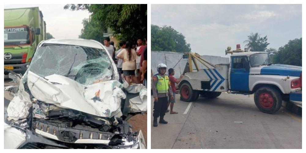 Kecelakaan Hari Ini di Pantura Losarang, Truk Tronton Hilang Kendali Tabrak Mobil, Seorang Tewas
