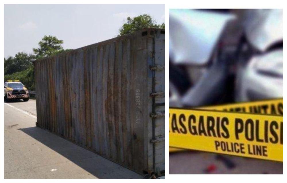 Kecelakaan Hari Ini di Tol Jagorawi, Truk Terperosok Hingga Petikemas Terlepas, Sopir Terluka