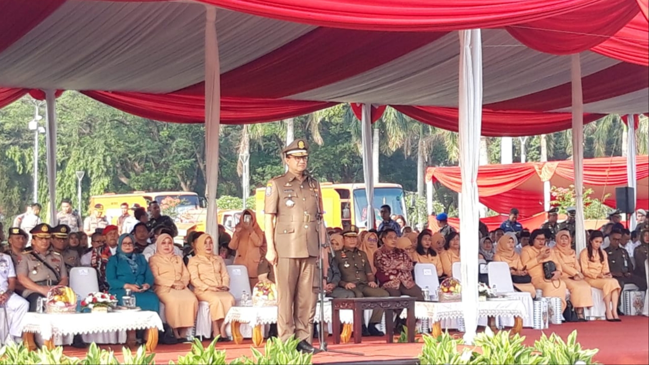 Jadi Inspektur Upacara HUT ke-69 Satpol PP, Gubernur Anies Tekankan Penegakan Hukum yang Humanis