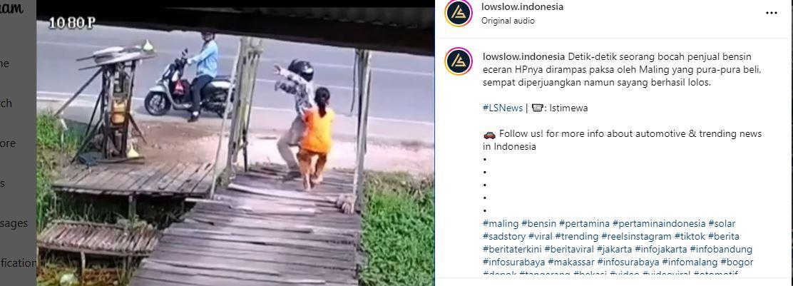 Pilu Bocah Penjual Bensin Eceran, Berjuang Pertahankan HPnya dari Jambret hingga Tersungkur di Jalan