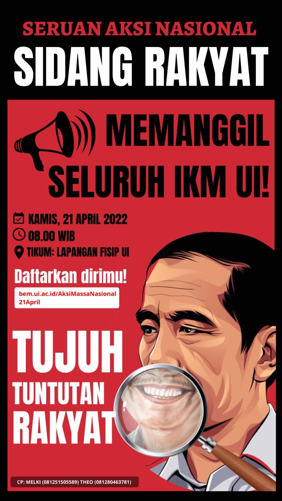 Aksi 21 April, BEM UI Ajukan 7 Tuntutan Rakyat hingga Ajak Semua Elemen Masyarakat Berpartisipasi