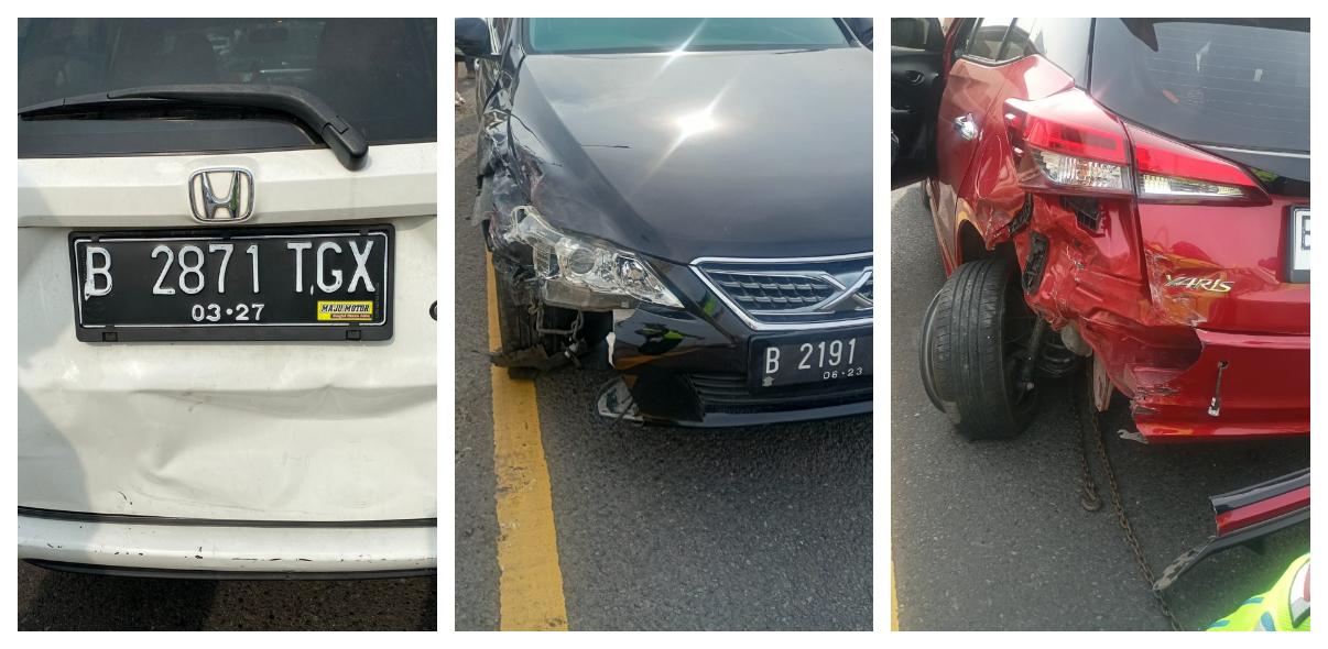 Kecelakaan Hari Ini, Tiga Mobil Tabrakan Beruntun di Tol JORR Rawa Bebek, Tak Ada Korban Jiwa