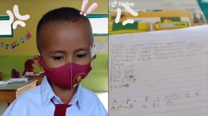 Video Bocah SD Bikin Tulisan dengan Spasi Terlalu Jauh Saat Ditanya Alasannya Disuruh Ibu Jaga Jarak