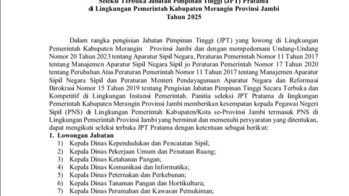 10 Jabatan Strategis di Merangin Dibuka