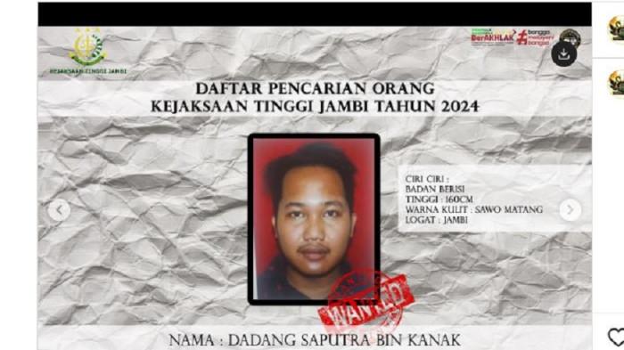 Dadang Saputra, terpidana kasus pencabulan yang kabarnya ditangkap Kejati Jambi pada April 2026. Dadang jadi buronan sejak 2016 silam