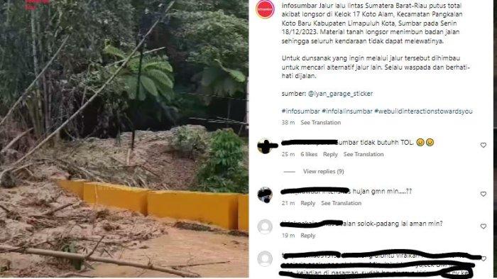 Jalan Penghubung Sumbar-Riau di Lima Puluh Kota Longsor, Kendaraan Tak Bisa Melintas
