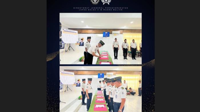 Kepala Lembaga Pemasyarakatan (Kalapas) Kelas IIB Muara Bulian, M. Ilham Santoso Sahdani, bertindak sebagai pembina apel dalam kegiatan Ikrar Zero Narkoba dan Handphone (HP) serta Penandatanganan Pernyataan Tertulis Pegawai