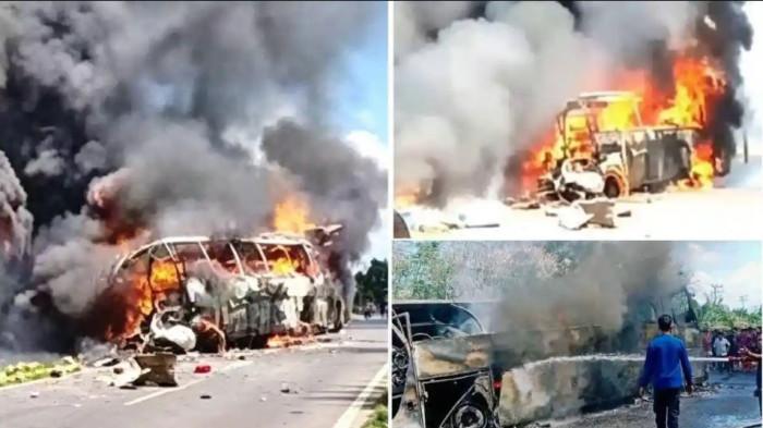 Kecelakaan hebat dengan truk tangki di Jalan Sumatera, Kecamatan Karang Jaya, Kabupaten Musi Rawas Utara, Provinsi Sumatera Selatan, pada Rabu (6/5/2026).