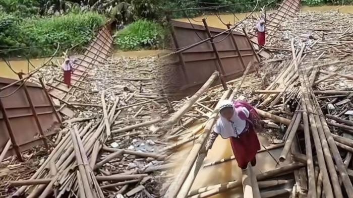Potret Miris Siswi SD Jejaki Maut di Jembatan Rusak Bungo Jambi: Sudah Hancur, Tapi Tetap Dilewati