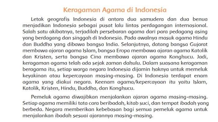Keragaman Agama di Indonesia Kunci Jawaban SD Kelas 4 Tema 7 Halaman  39