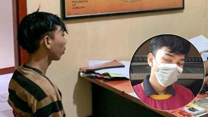 TERDAKWA PEMBUNUHAN - Anggi Febri Yandi saat menjalani pemeriksaan di Polsek Jelutung pada Juni 2025 lalu. Kini terdakwa pembunuhan itu terancam hukuman 17 tahun penjara setelah meracuni teman prianya dengan sianida.