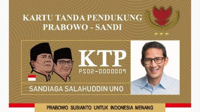 Heboh Kartu Tanda Pendukung (KTP) Prabowo-Sandiaga Beredar, Apa Kata Gerindra?