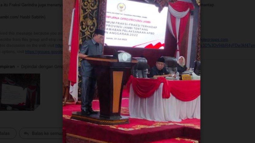 Fraksi Gerindra Soroti Rendahnya Serapan Anggaran Kegiatan Pemprov Jambi