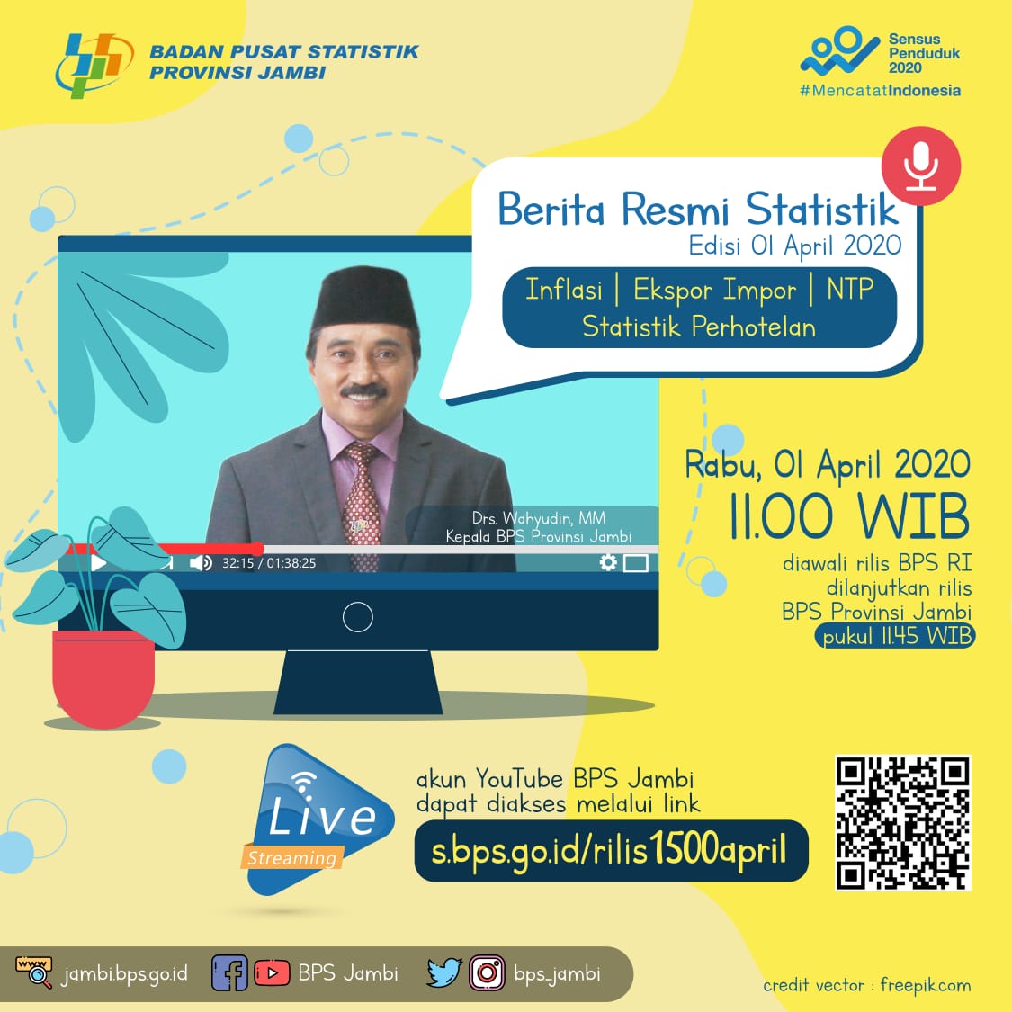 Cegah Penyebaran Covid-19, BPS Sampaikan Data Inflasi Lewat Live Streaming YouTube