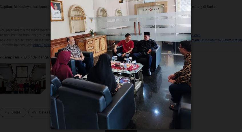 Wagub Abdullah Sani Sambangi Mahasiswa Asal Jambi yang Dievakuasi dari Sudan