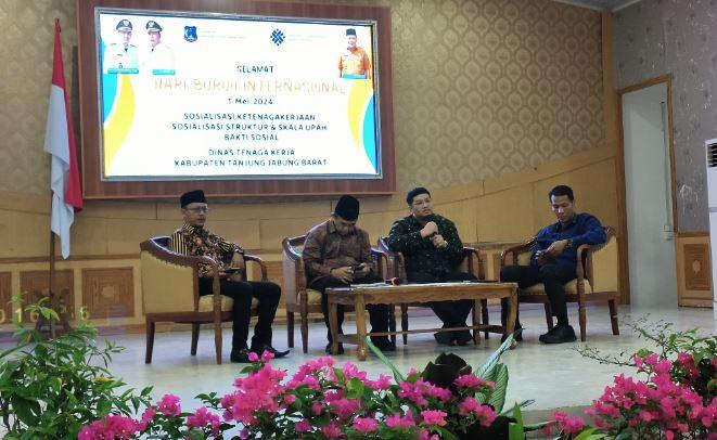 Peringati Mayday, BPJS Ketenagakerjaan Sosialisasi di Tanjab Barat