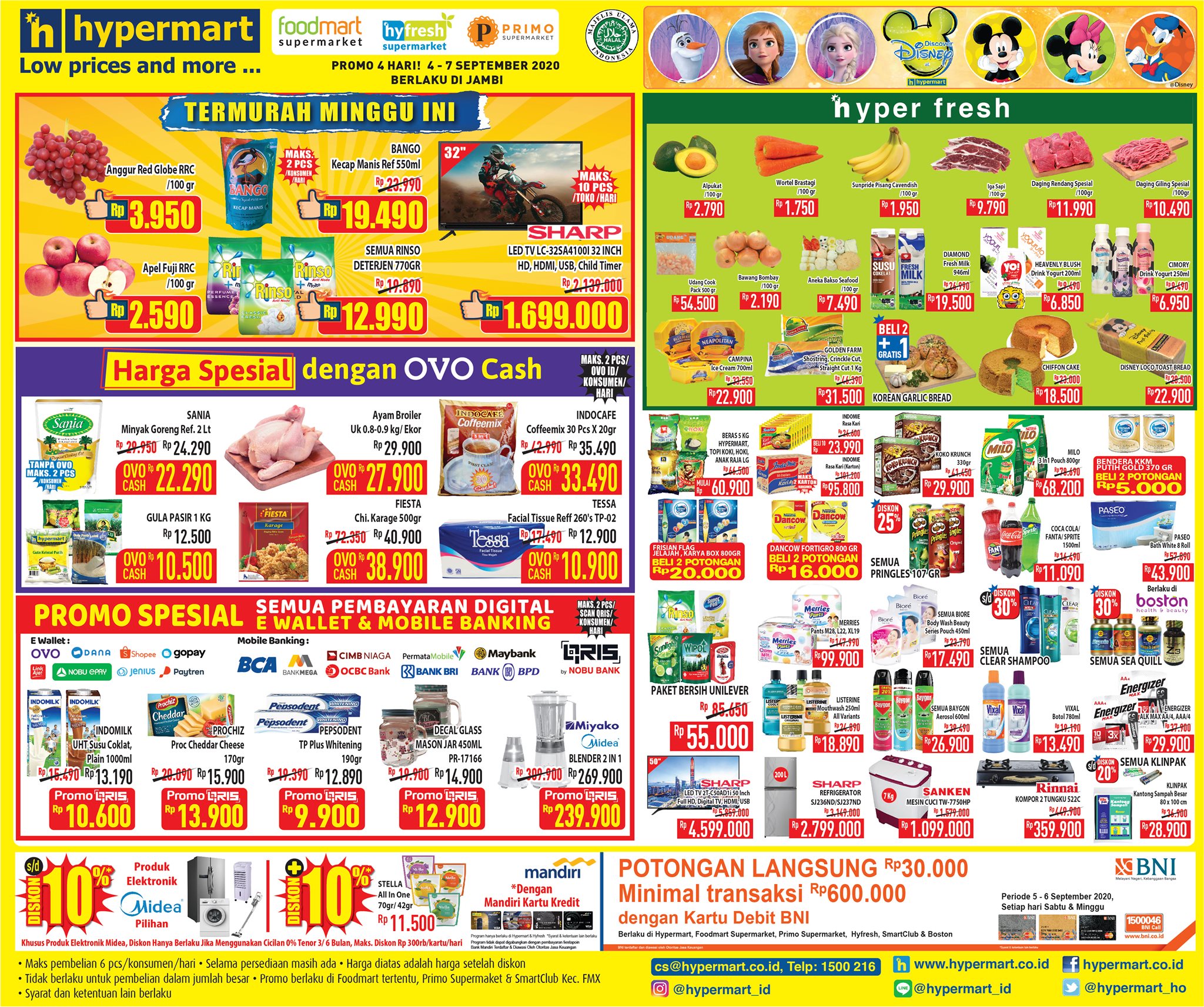 Promo Hypermart Jambi Periode 4-7 September 2020 - Daging, Ayam, Buah, Beras, Susu, Elektronik