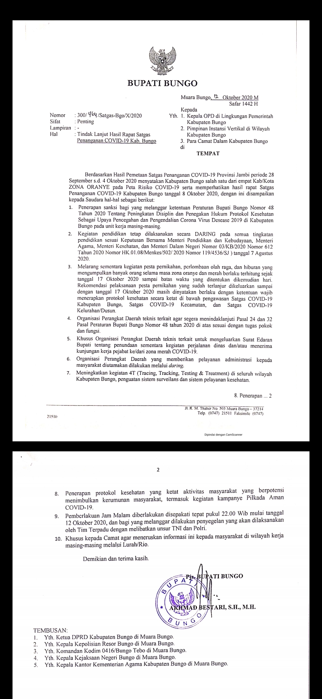 Warga Bungo, Batas Aktivitas Keramaian Hingga Pukul 22.00 WIB, Langgar Jam Malam Siap Siap Disegel