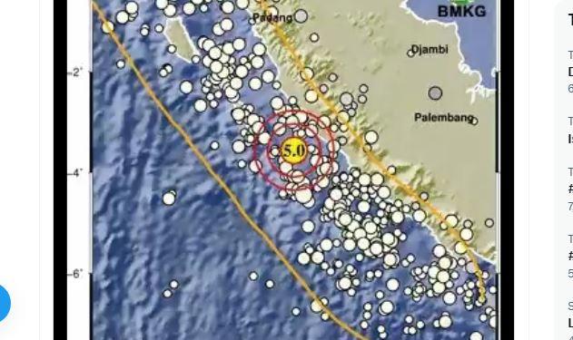 Gempa Guncang Mukomuko Bengkulu, Bermagnitudo 5,0 Tidak Berpotensi Tsunami