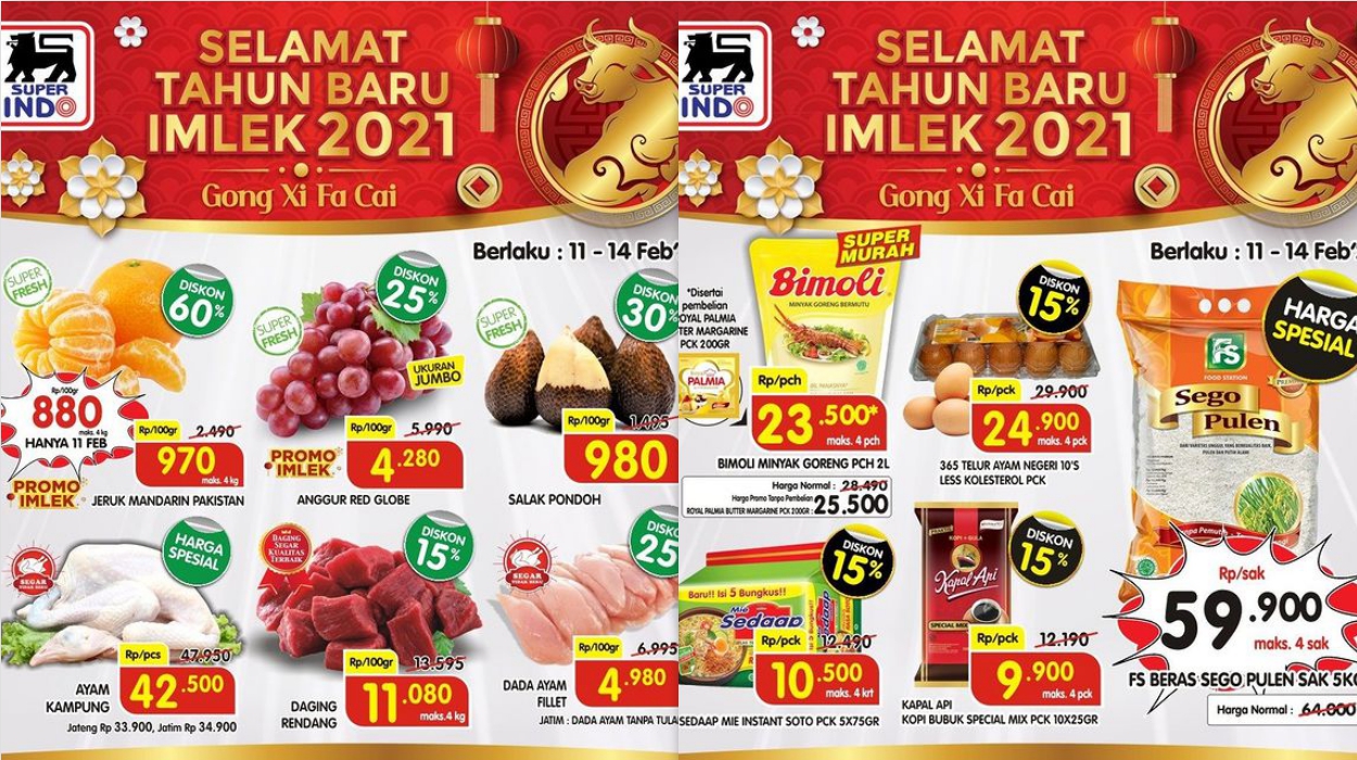 Promo Superindo Spesial Imlek Diskon Hingga 60% Jeruk Mandarin, Minyak, Beras, Sosis, Detergen, Susu