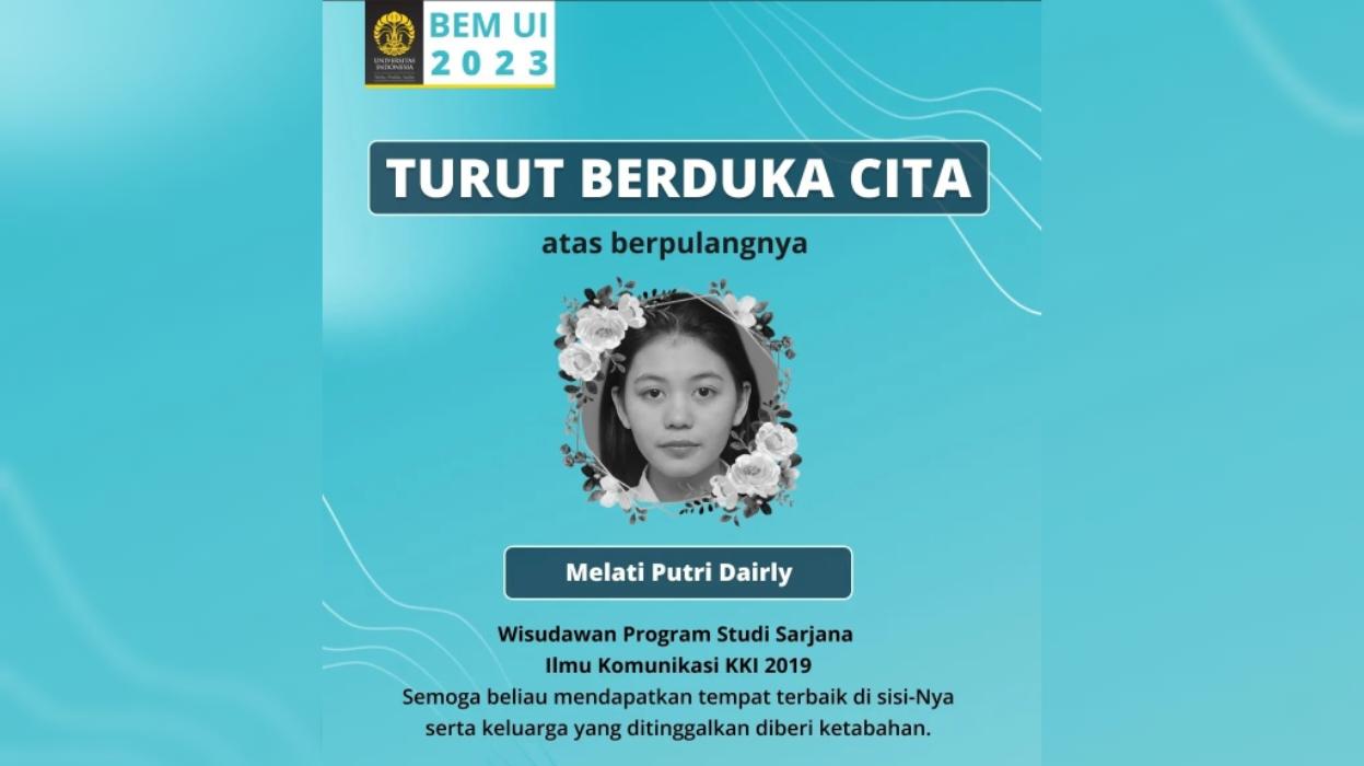 Sosok Mahasiswi UI Ditemukan Tewas Jelang Wisuda: Minta Maaf ke Keluarga dan Teman