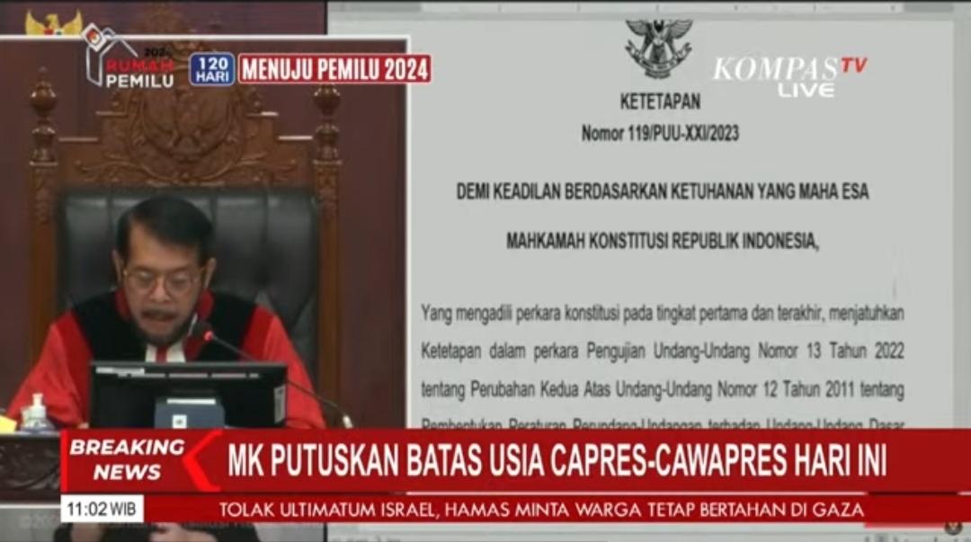 Alasan Hakim MK Tolak Permohonan Batas Usai Batas Usia Capres dan Cawapres