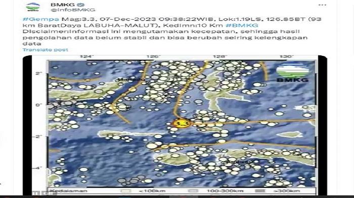 Kabar Gempa Terkini Kamis 7 Desember 2023 Getarkan Labuha Maluku Utara