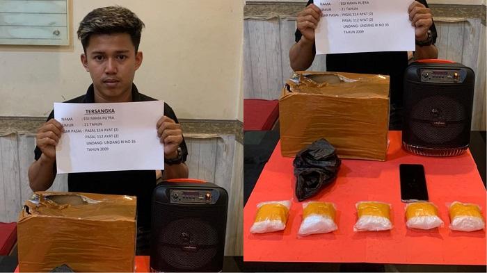 Simpan 550 Gram Sabu di Speaker, Pemuda Ditangkap Satresnarkoba Polresta Jambi di Hotel