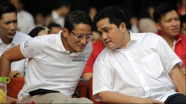 Erick Thohir dan Sandiaga Uno Peringkat Teratas Dampingi Ganjar Pranowo di Pilpres 2024