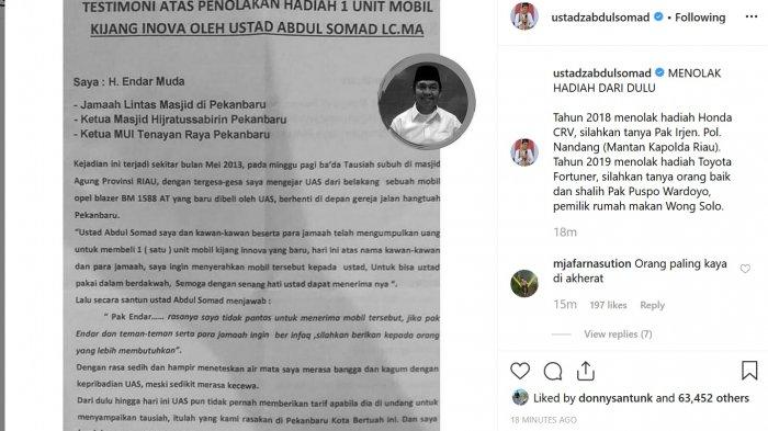Diserang Fitnah, UAS Buka Suara, Persilahkan Tanya Mantan Kapolda Riau dan Bos Resto Wong Solo